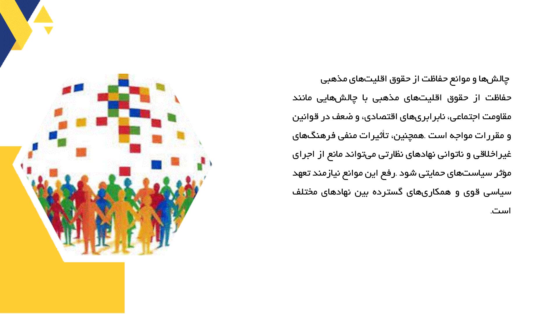 پاورپوینت در مورد تأثیر سیاست بر حقوق اقلیت‌های مذهبی